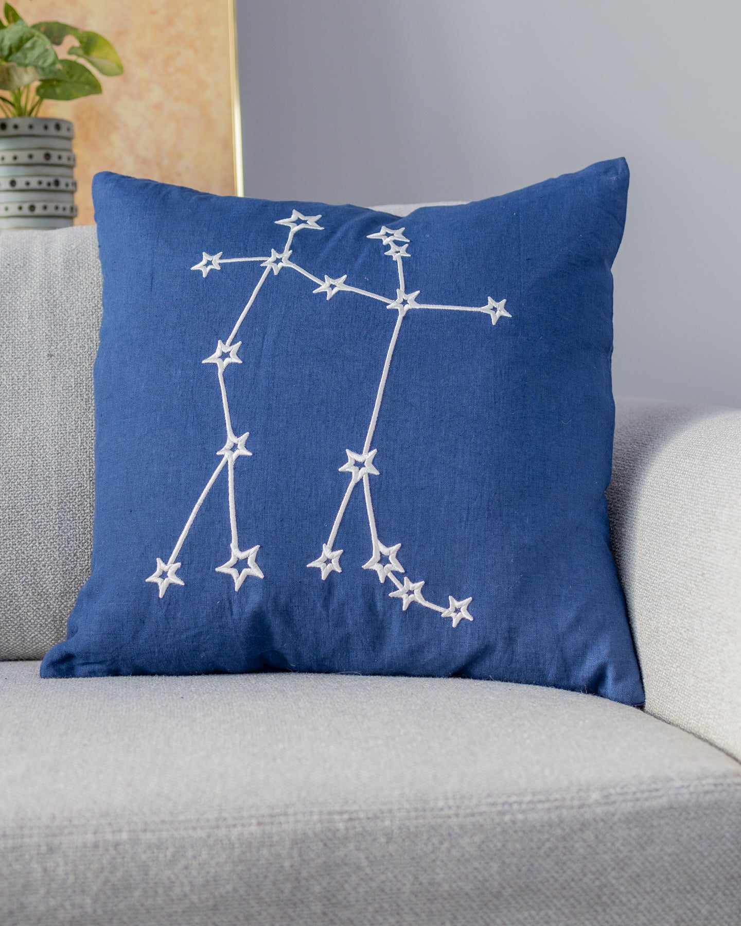 Zodiac Sign Astrology Organic Linen Throw Pillow - Image 3