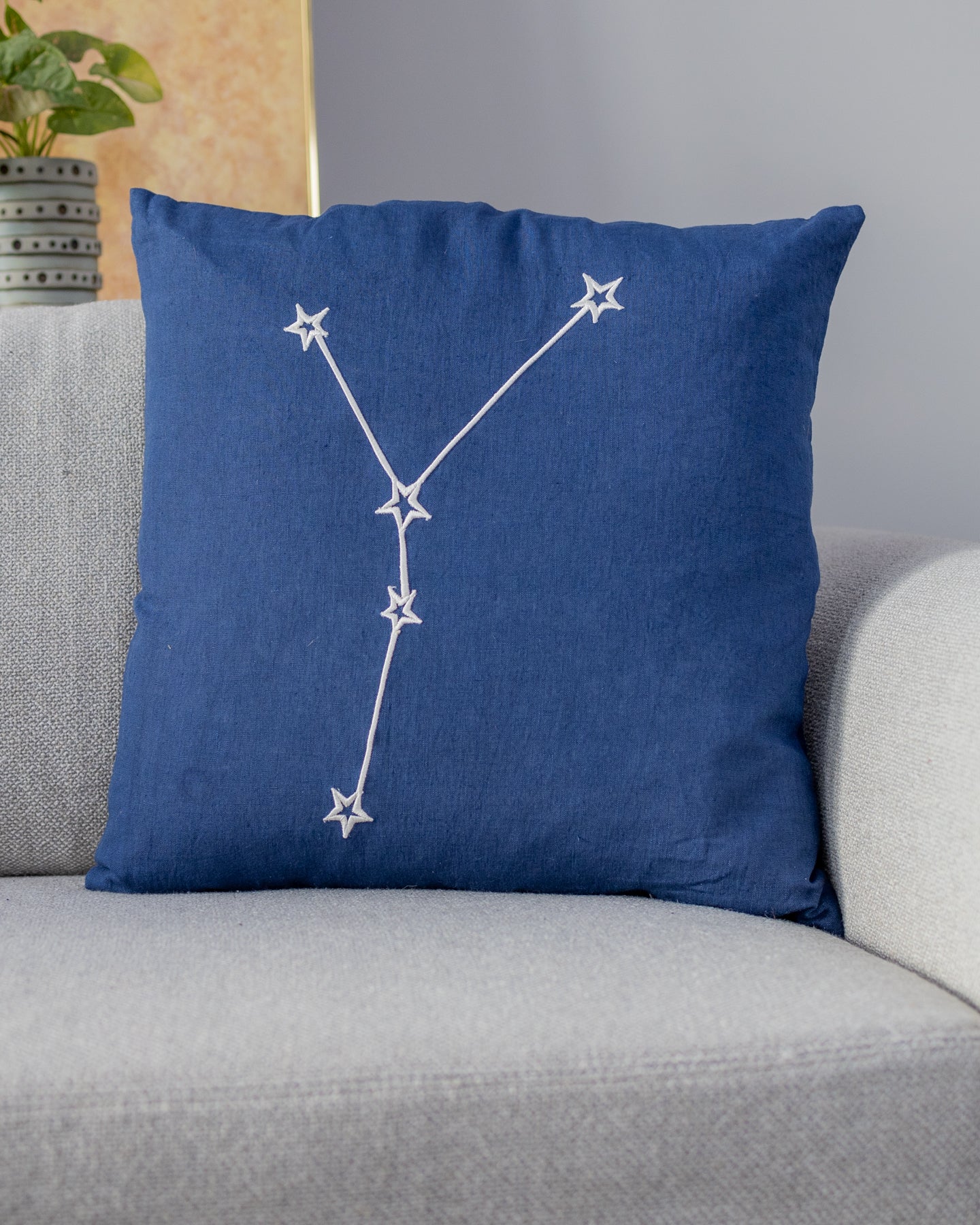 Zodiac Sign Astrology Organic Linen Throw Pillow - Image 4