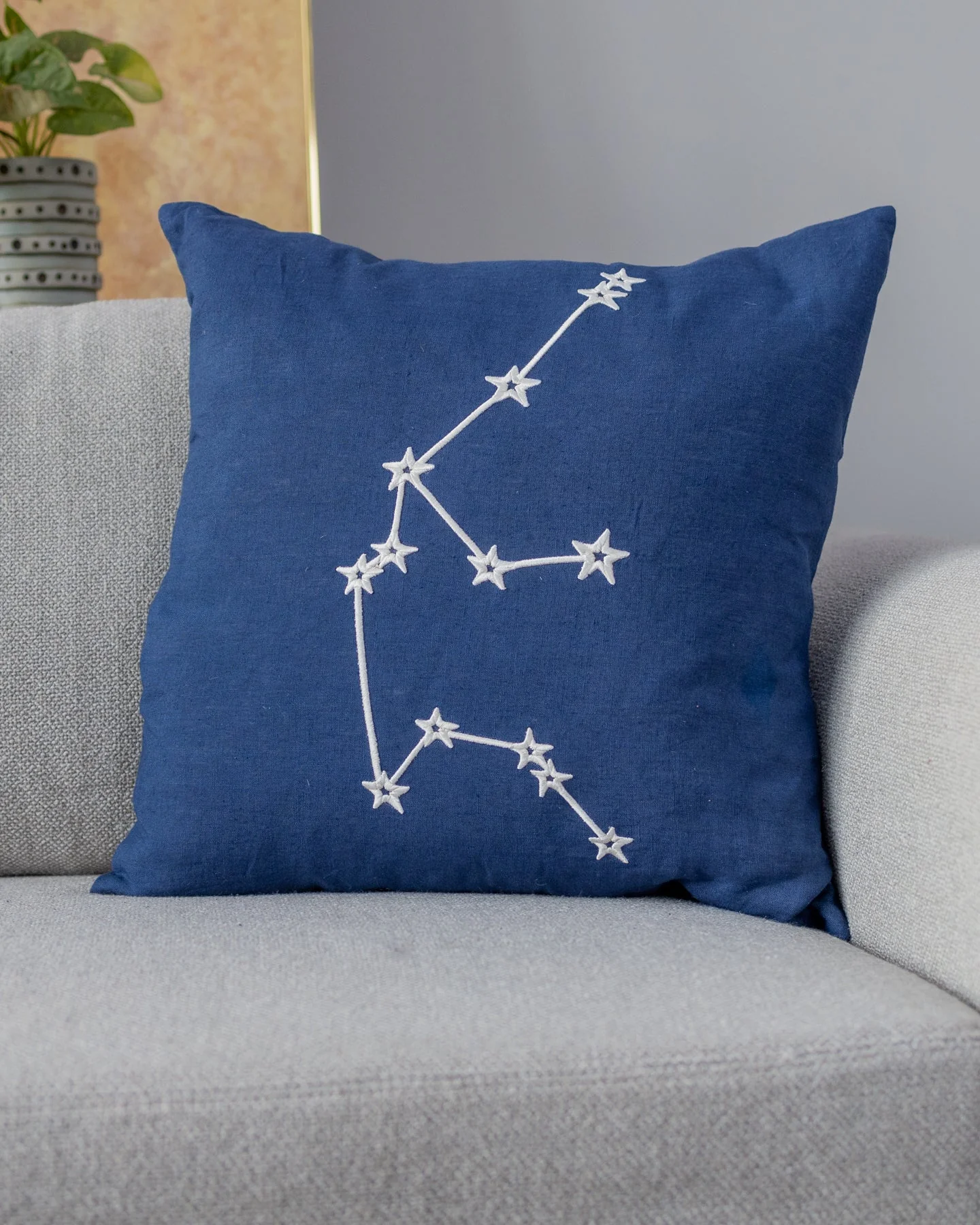 Zodiac Sign Astrology Organic Linen Throw Pillow - Image 5