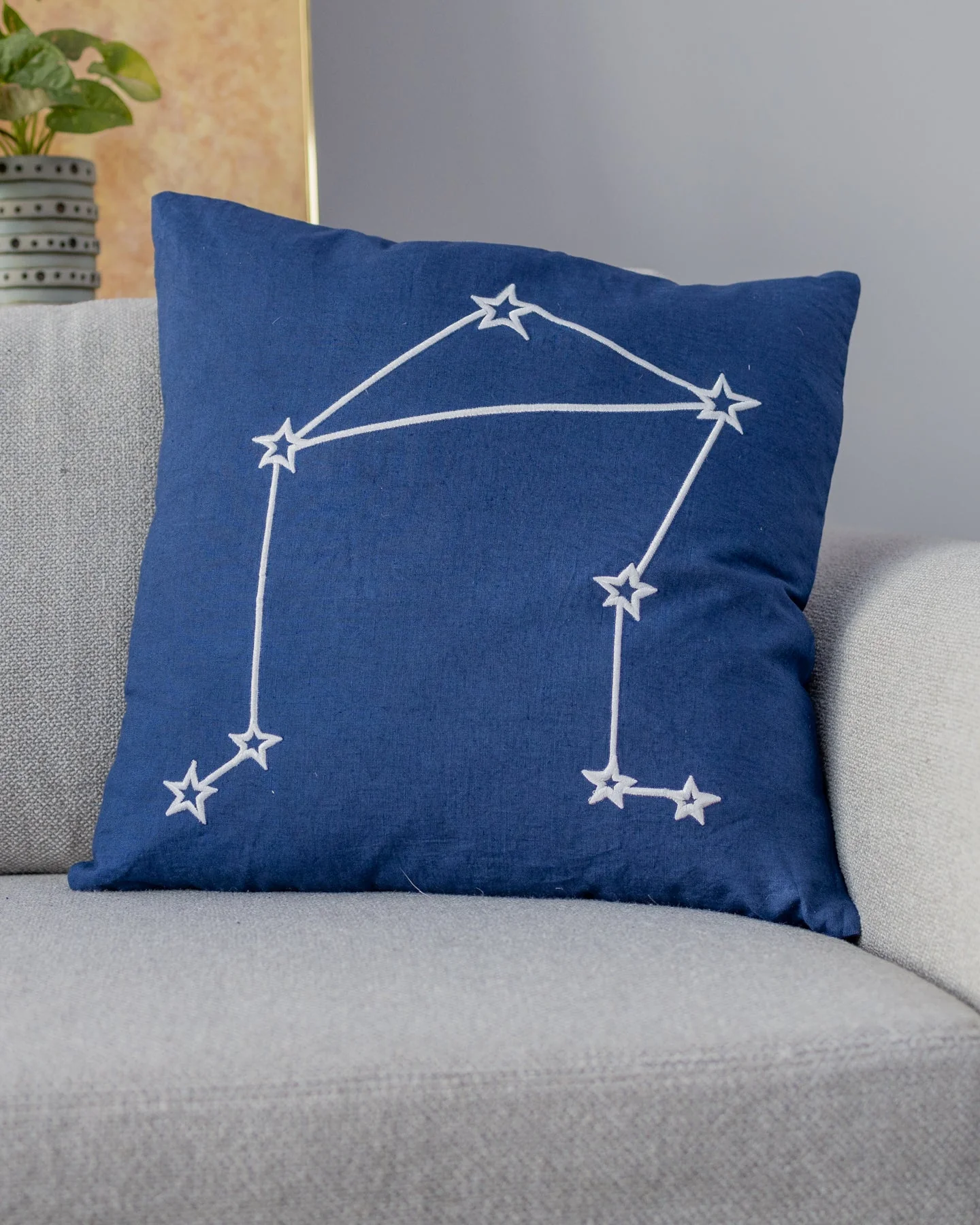 Zodiac Sign Astrology Organic Linen Throw Pillow - Image 6