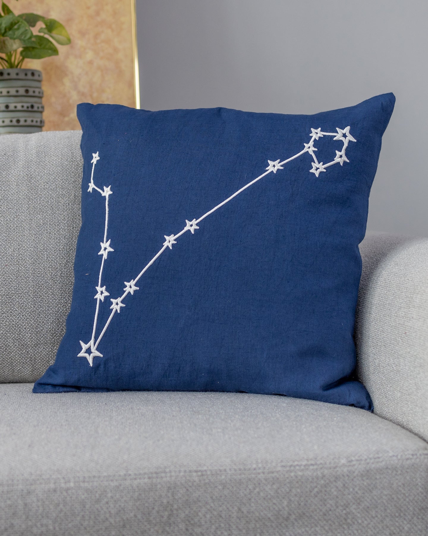 Zodiac Sign Astrology Organic Linen Throw Pillow - Image 11