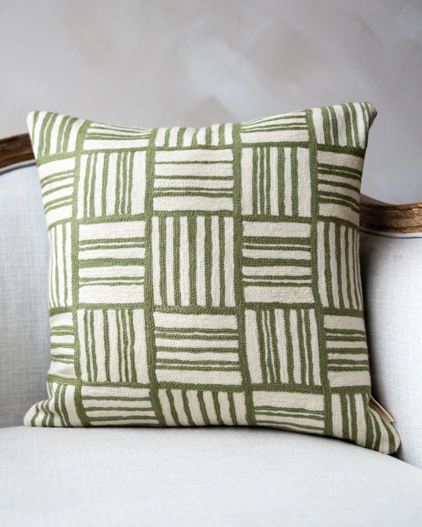 Naoki Embroidered Organic Cotton Geometric Throw Pillow - Image 5