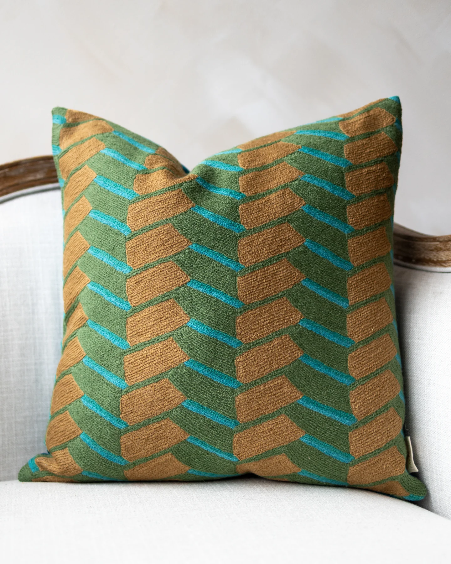 Nathan Embroidered Organic Cotton Abstract Throw Pillow - Image 2
