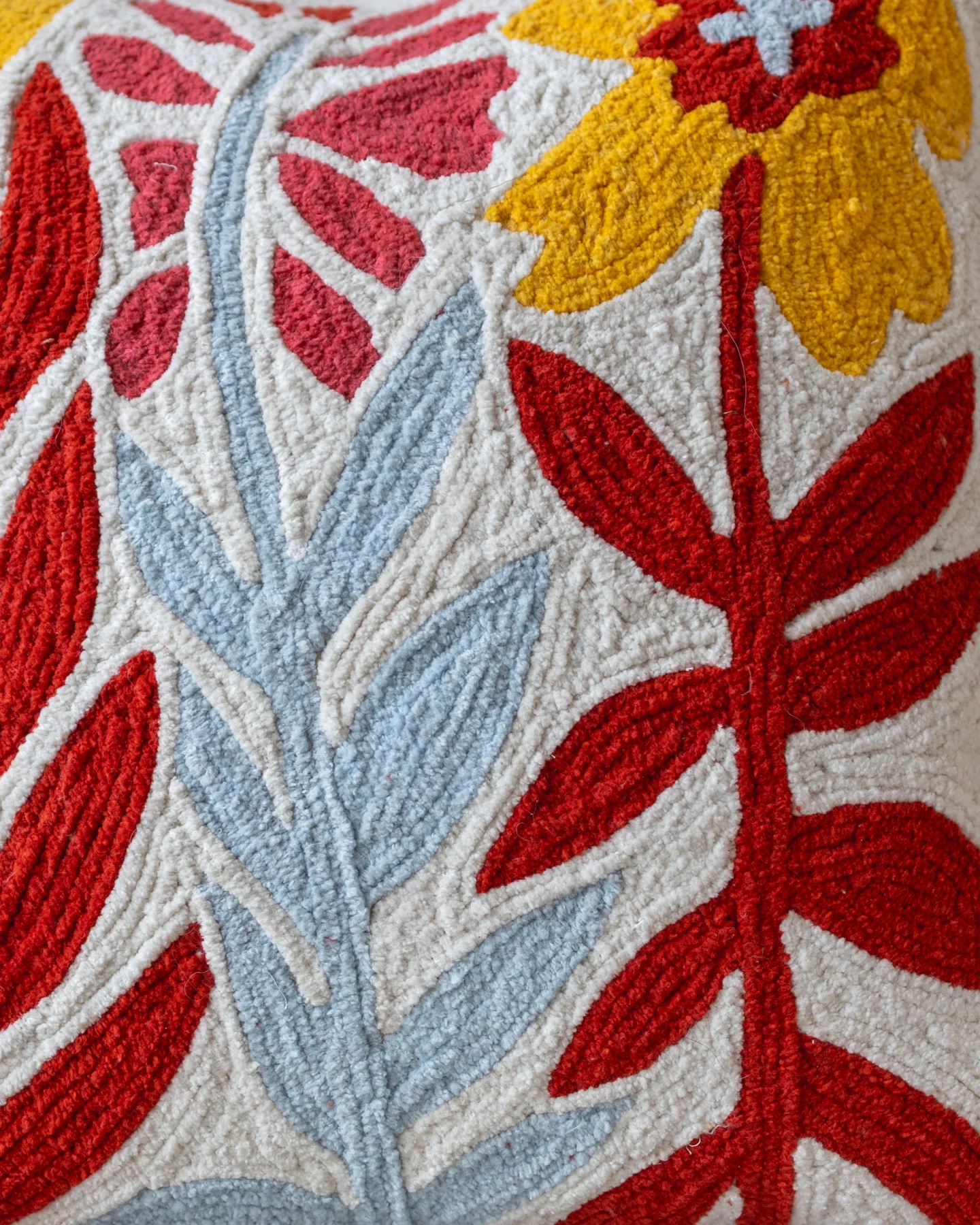 Nelle Embroidered Organic Cotton Botanical Throw Pillow - Image 2