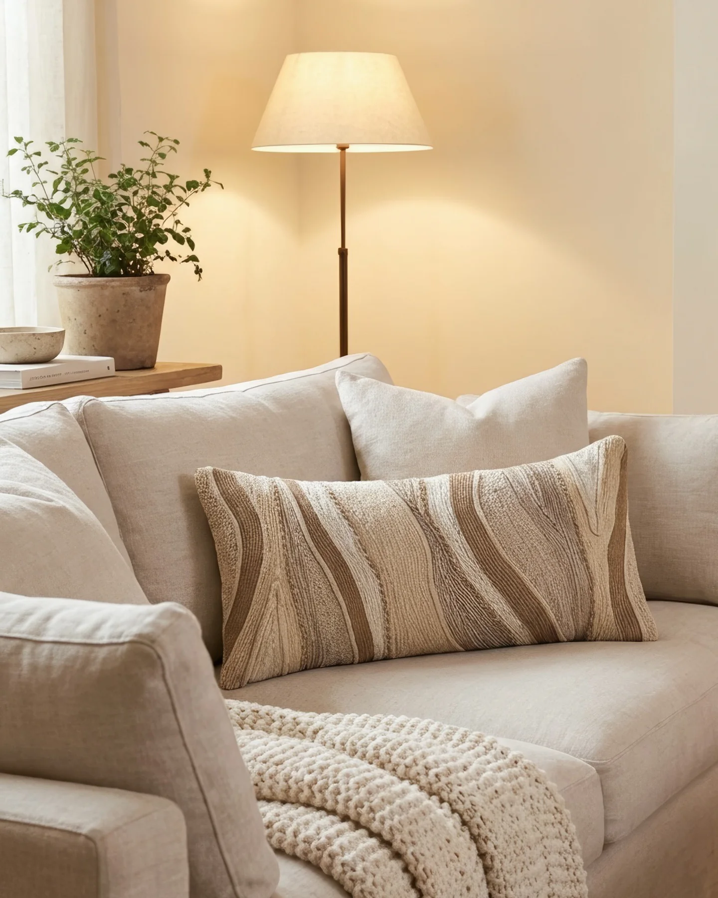 Noa Abstract Cotton Embroidered Lumbar Pillow - Image 2