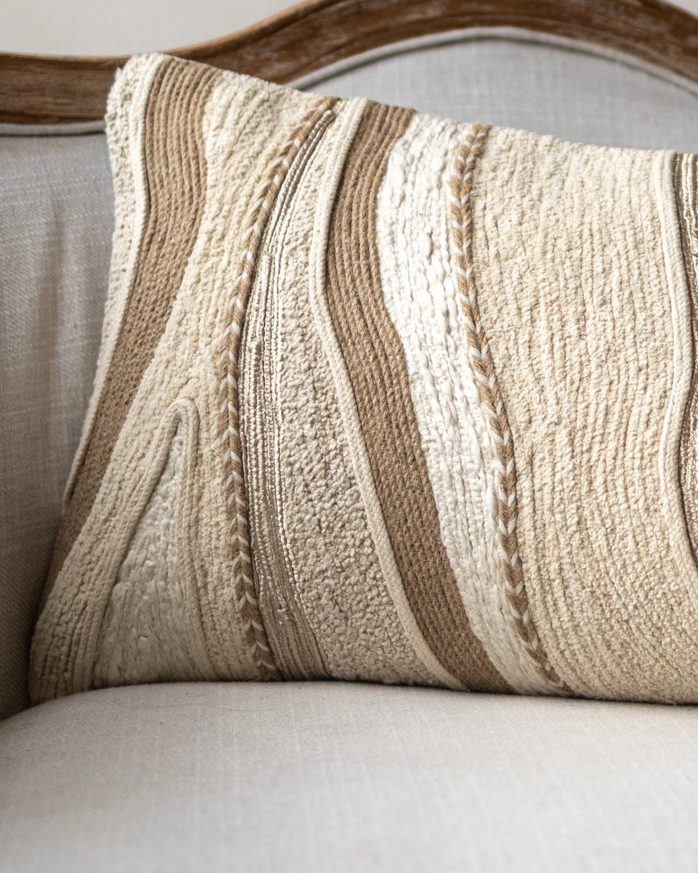Noa Abstract Cotton Embroidered Lumbar Pillow - Image 3