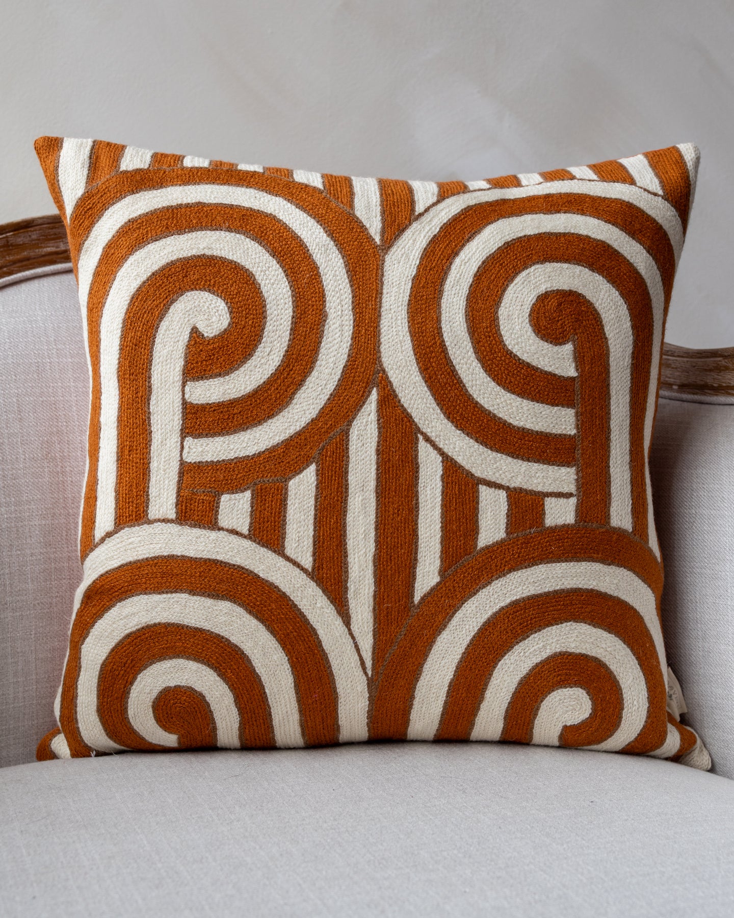 Owen Embroidered Organic Cotton Abstract Throw Pillow - Image 3