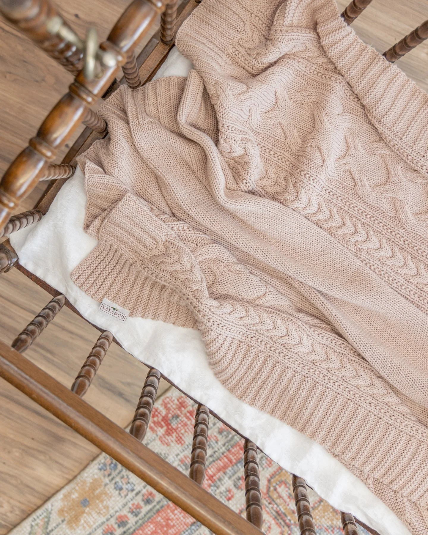 Petal Baby and Kids Organic Cotton Cable Knit Throw Blanket - Image 7