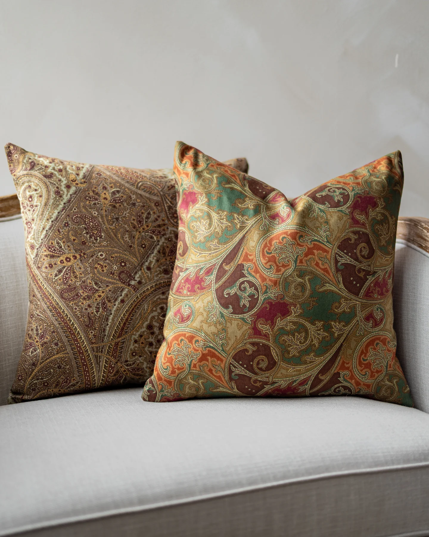 Alice Neutral Paisley Throw Pillow - Image 4