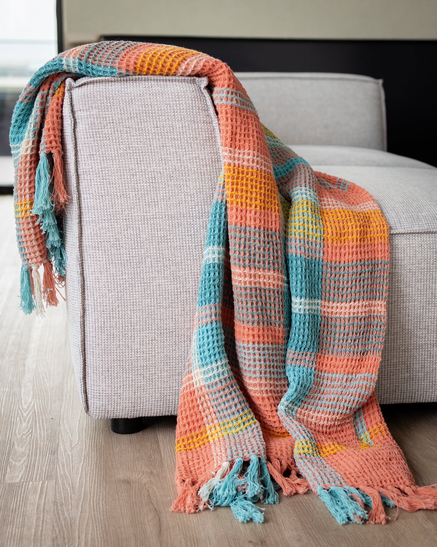 Polly Organic Cotton Waffle Knit Throw Blanket