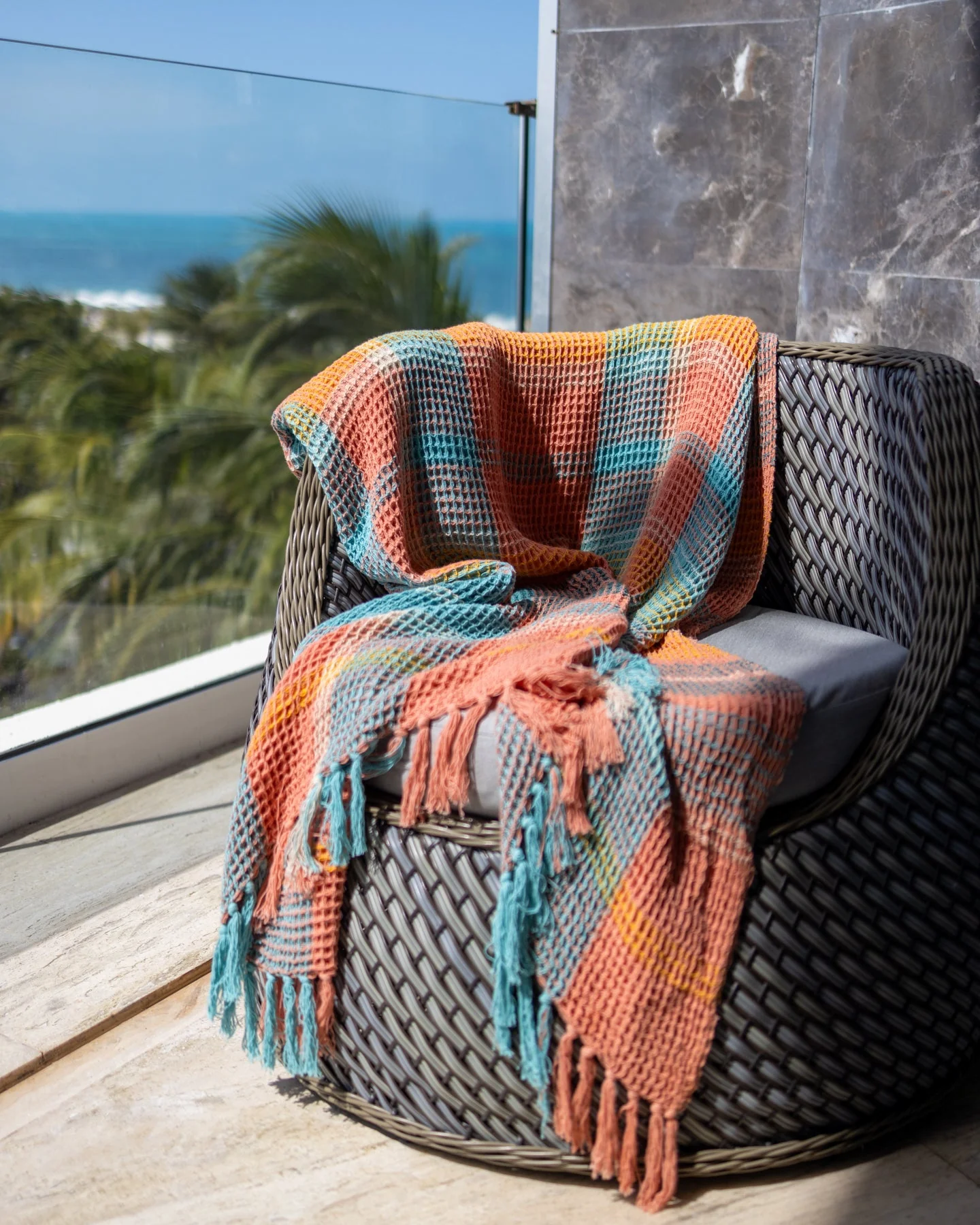 Polly Organic Cotton Waffle Knit Throw Blanket - Image 2