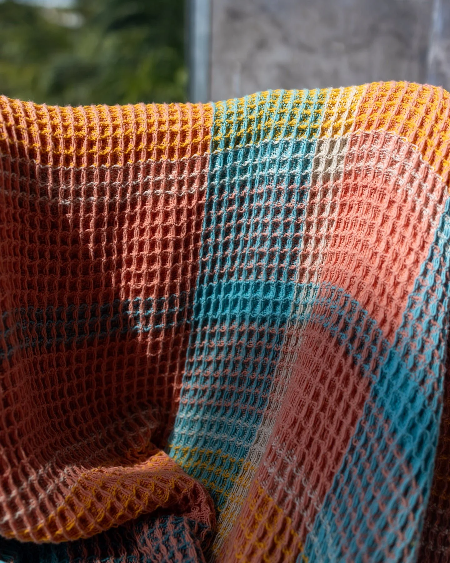 Polly Organic Cotton Waffle Knit Throw Blanket - Image 4