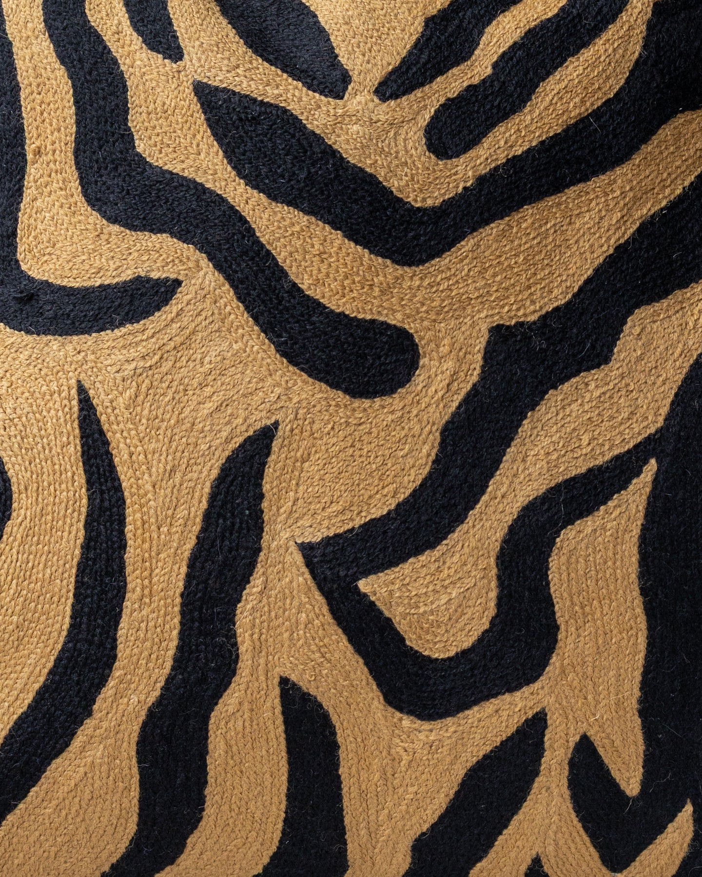 Rachel Embroidered Organic Cotton Tiger Stripe Throw Pillow - Image 2