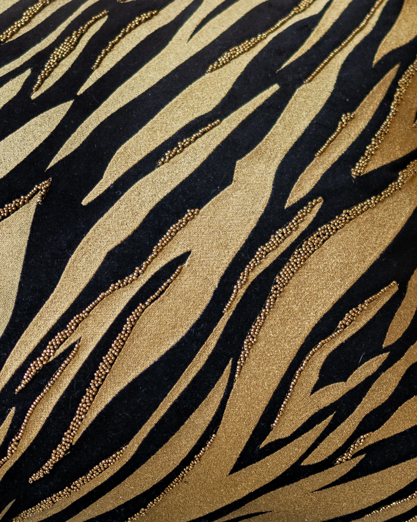 Raven Organic Cotton Velvet Tiger Stripe Throw Pillow - Image 2