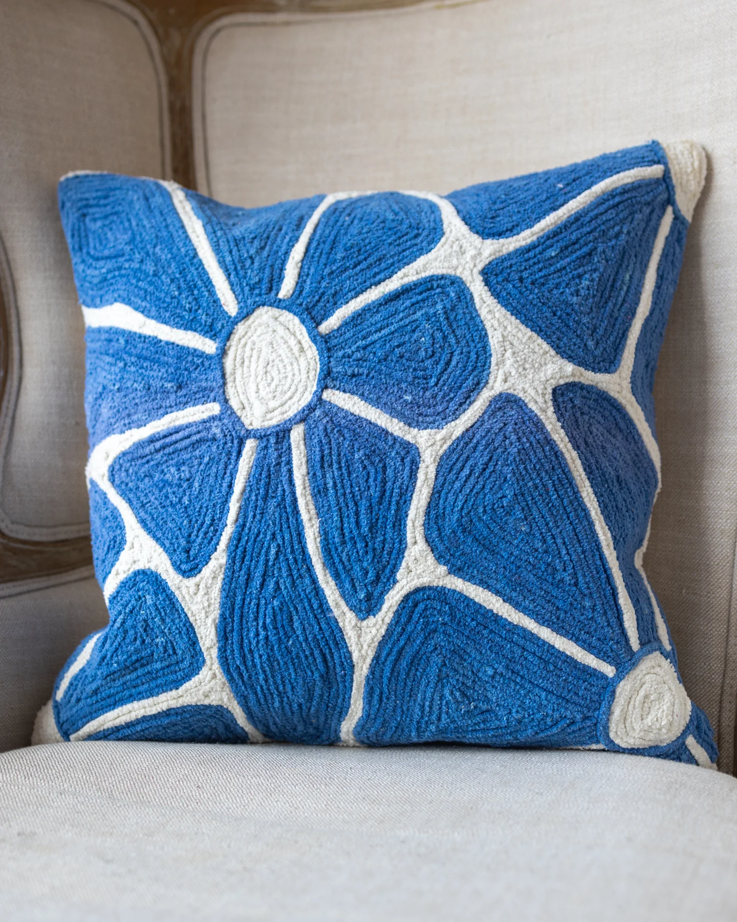 Remi Embroidered Organic Cotton Botanical Throw Pillow - Image 3