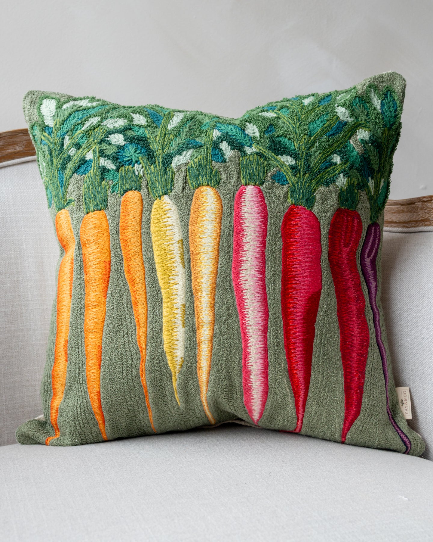 Sprouts Organic Cotton Carrot Abstract Embroidered Throw Pillow - Image 3
