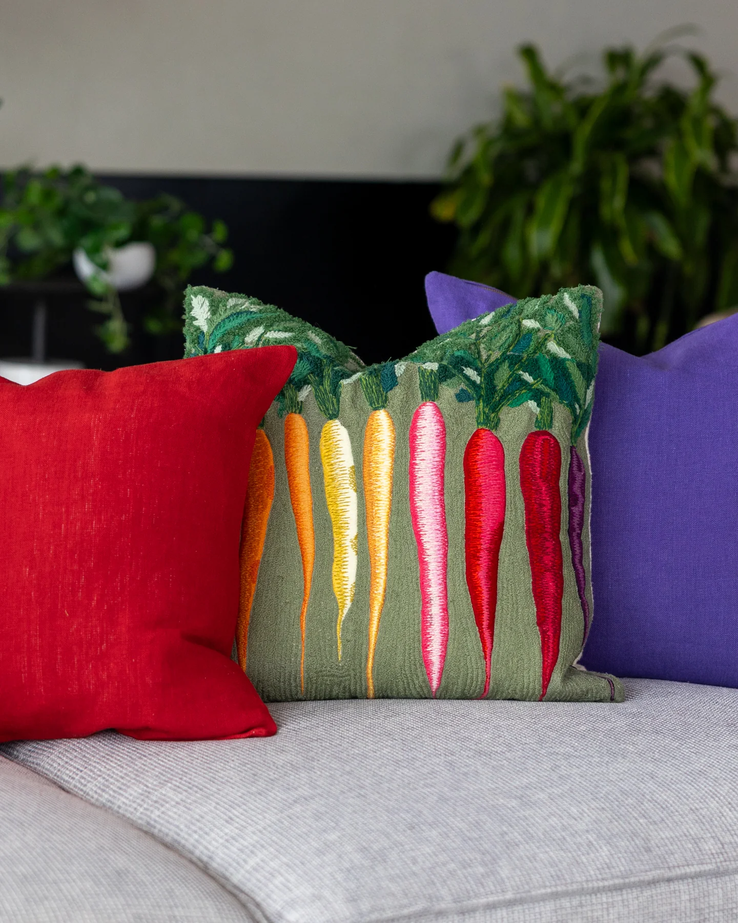 Sprouts Organic Cotton Carrot Abstract Embroidered Throw Pillow - Image 4