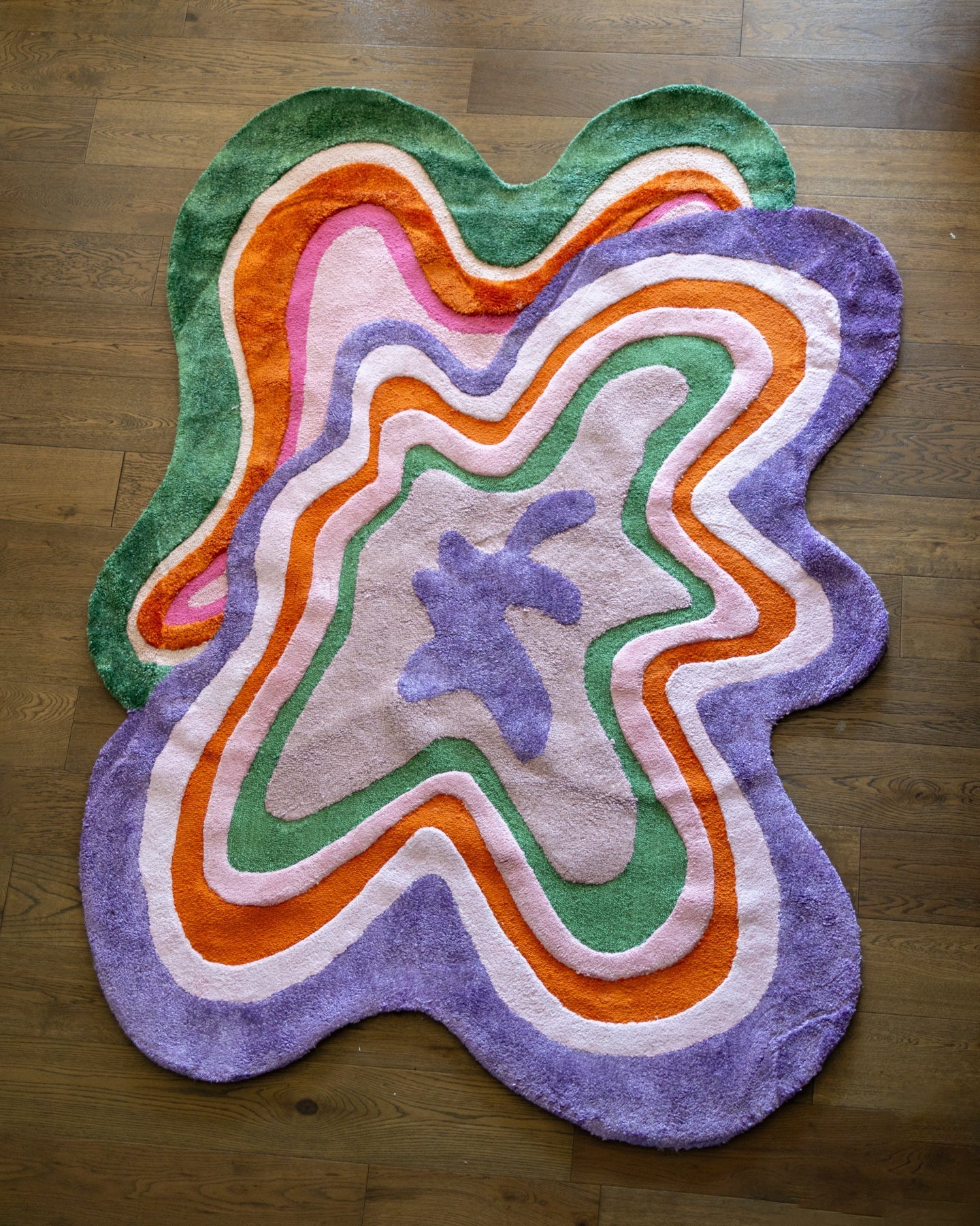 Squiggle Organic Cotton Tufted Abstract Colorful Rug - Image 3