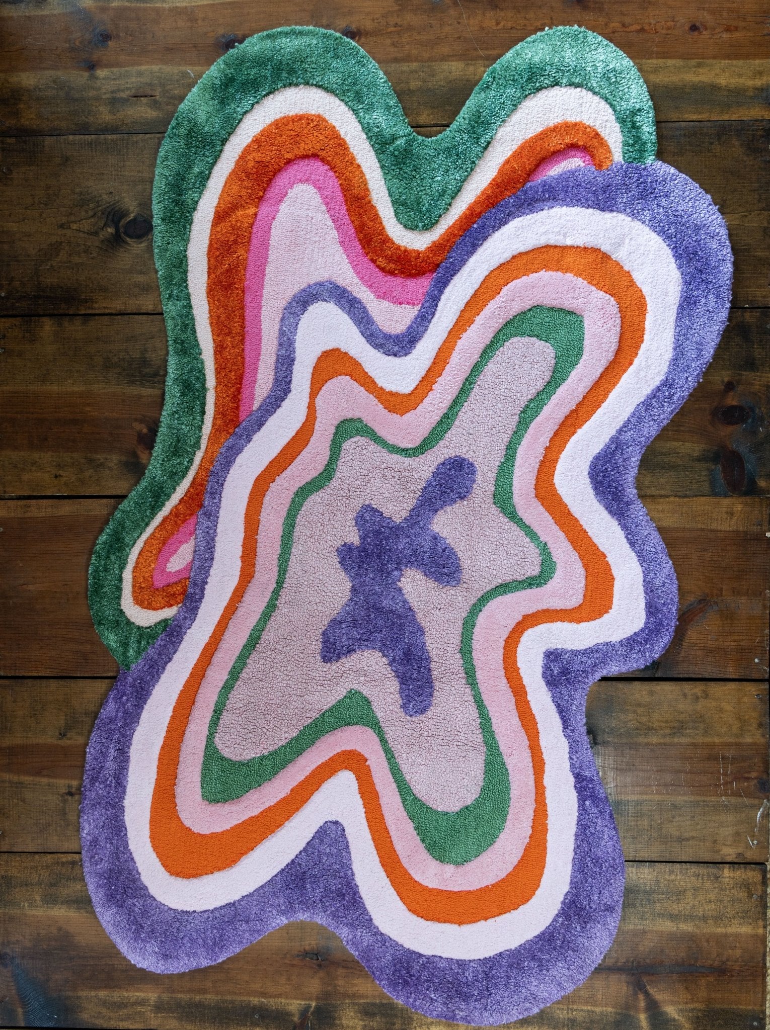 Squiggle Organic Cotton Tufted Abstract Colorful Rug - Image 4