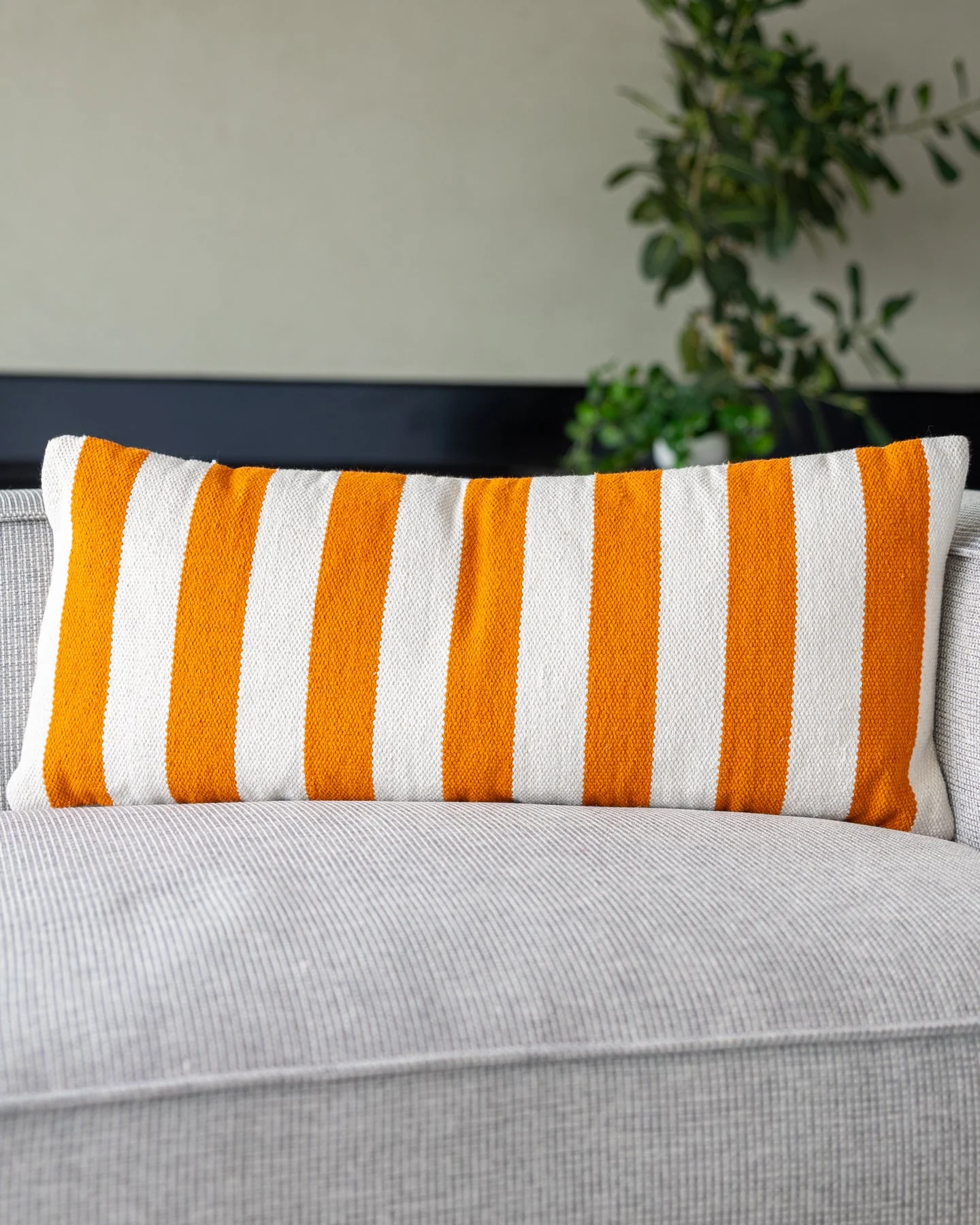 Sunny Organic Cotton Striped Lumbar Pillow