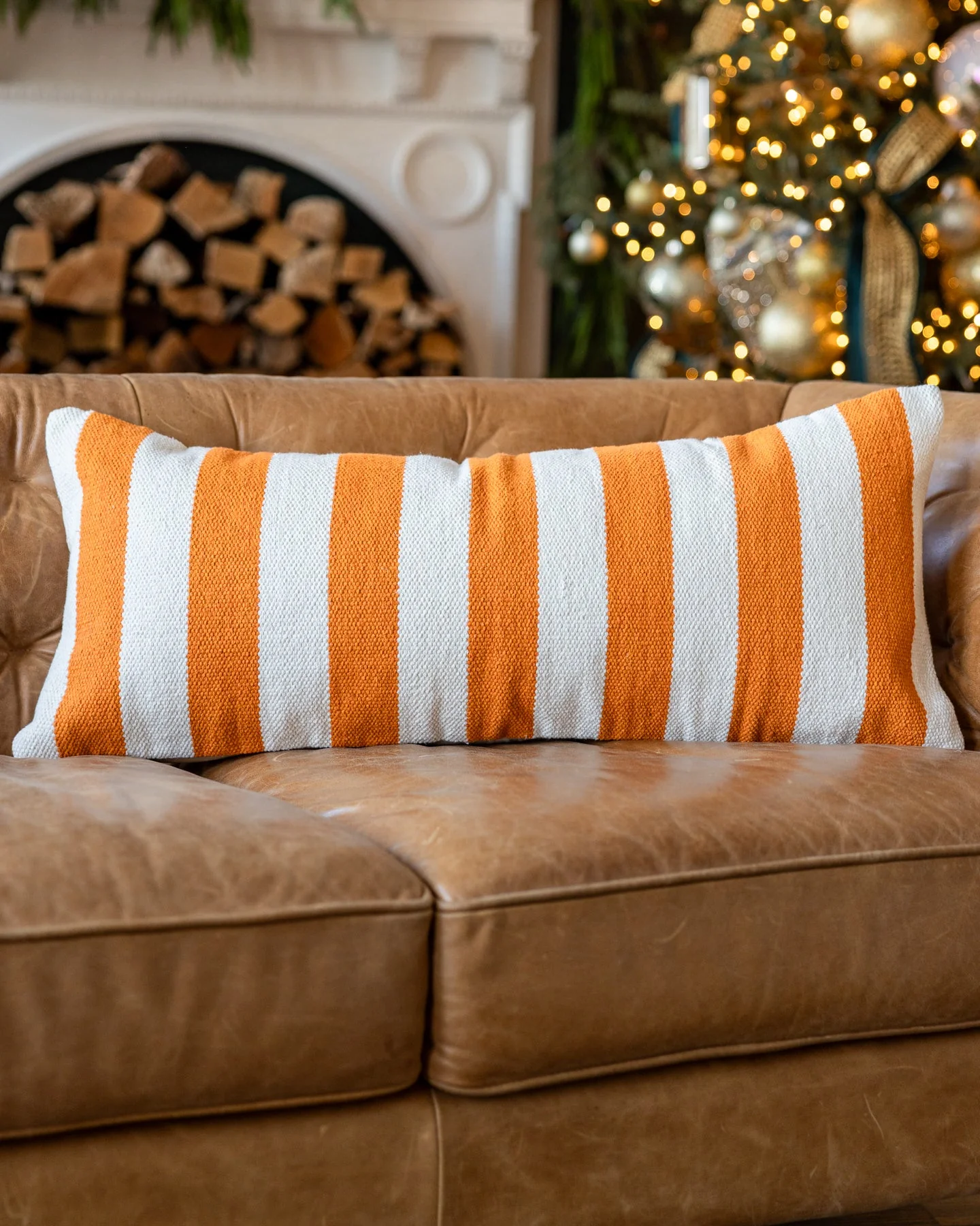 Sunny Organic Cotton Striped Lumbar Pillow - Image 2