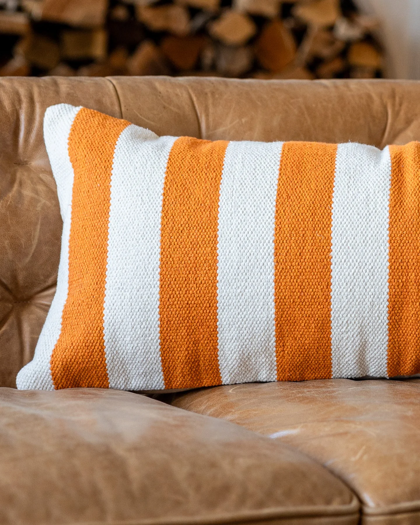 Sunny Organic Cotton Striped Lumbar Pillow - Image 3