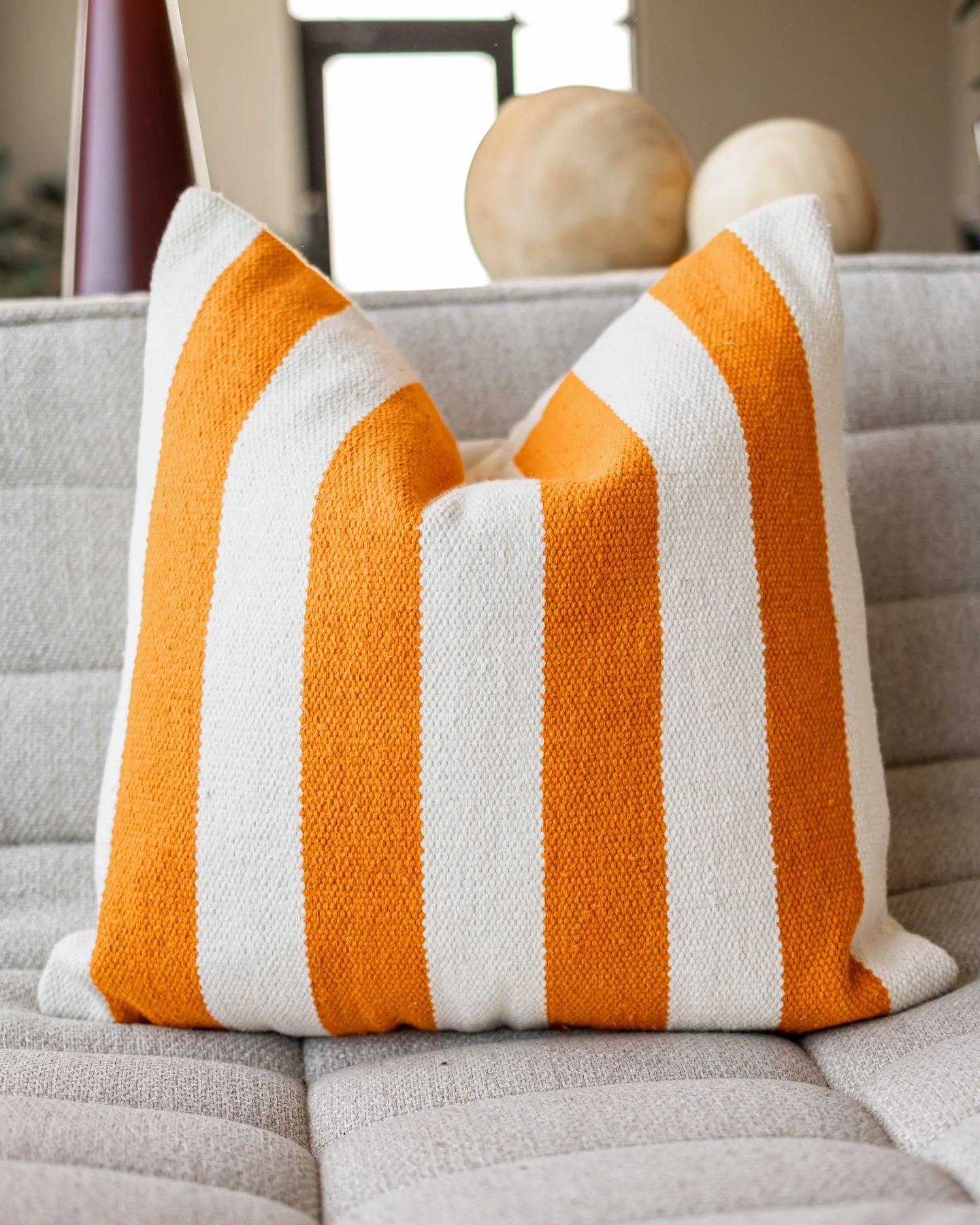 Sunny Organic Cotton Striped Throw Pillow