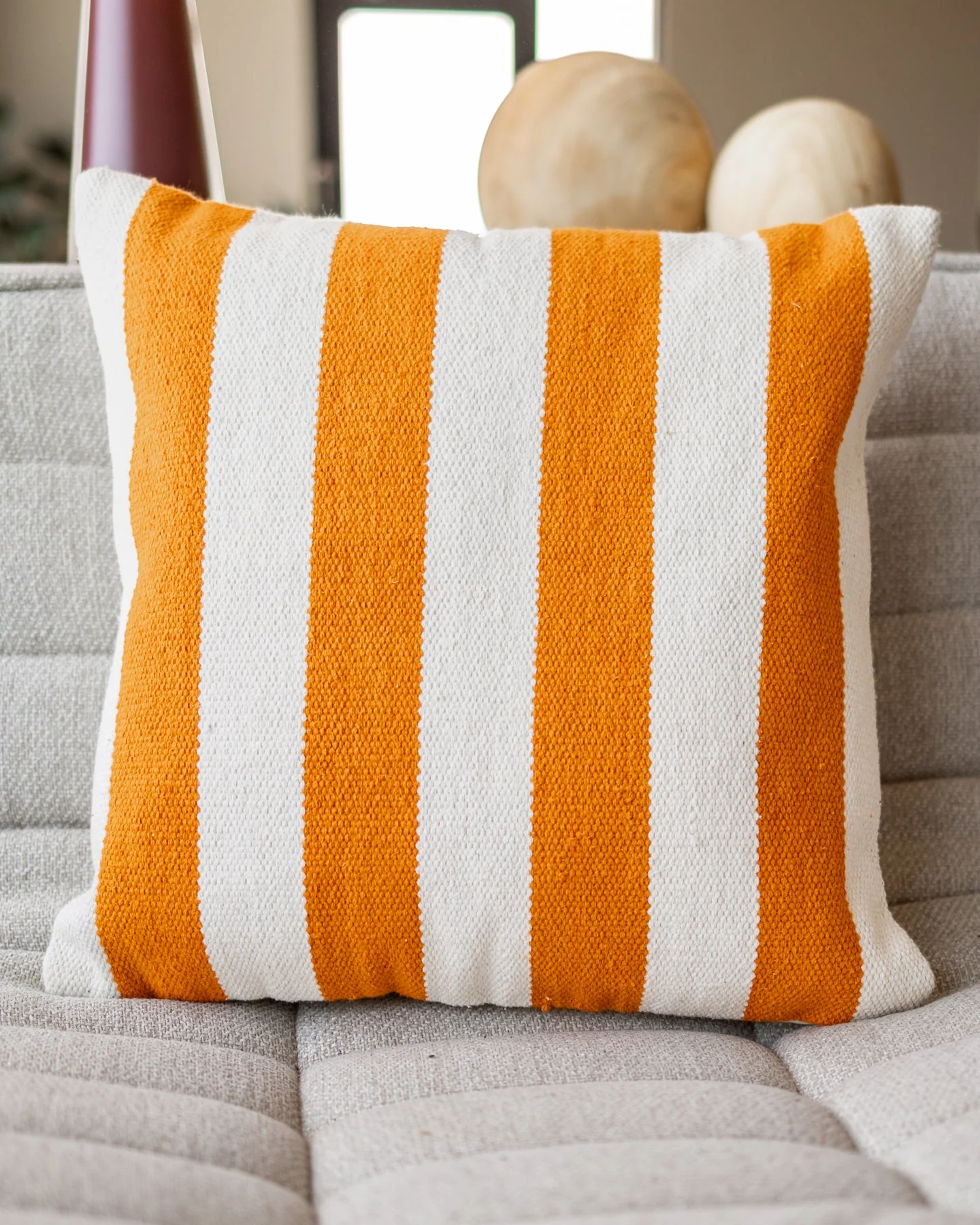 Sunny Organic Cotton Striped Throw Pillow - Image 2
