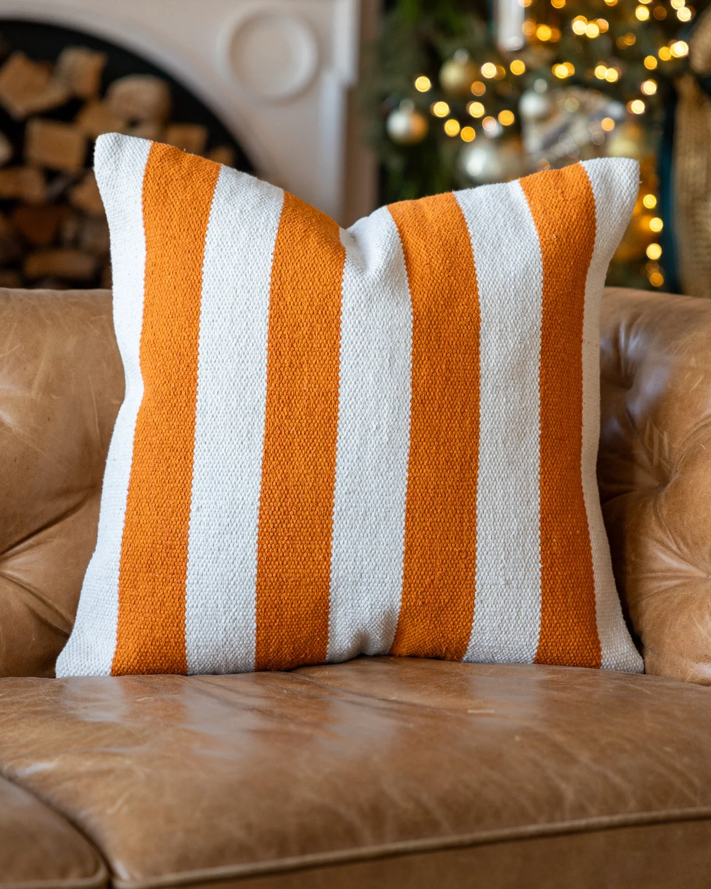 Sunny Organic Cotton Striped Throw Pillow - Image 3