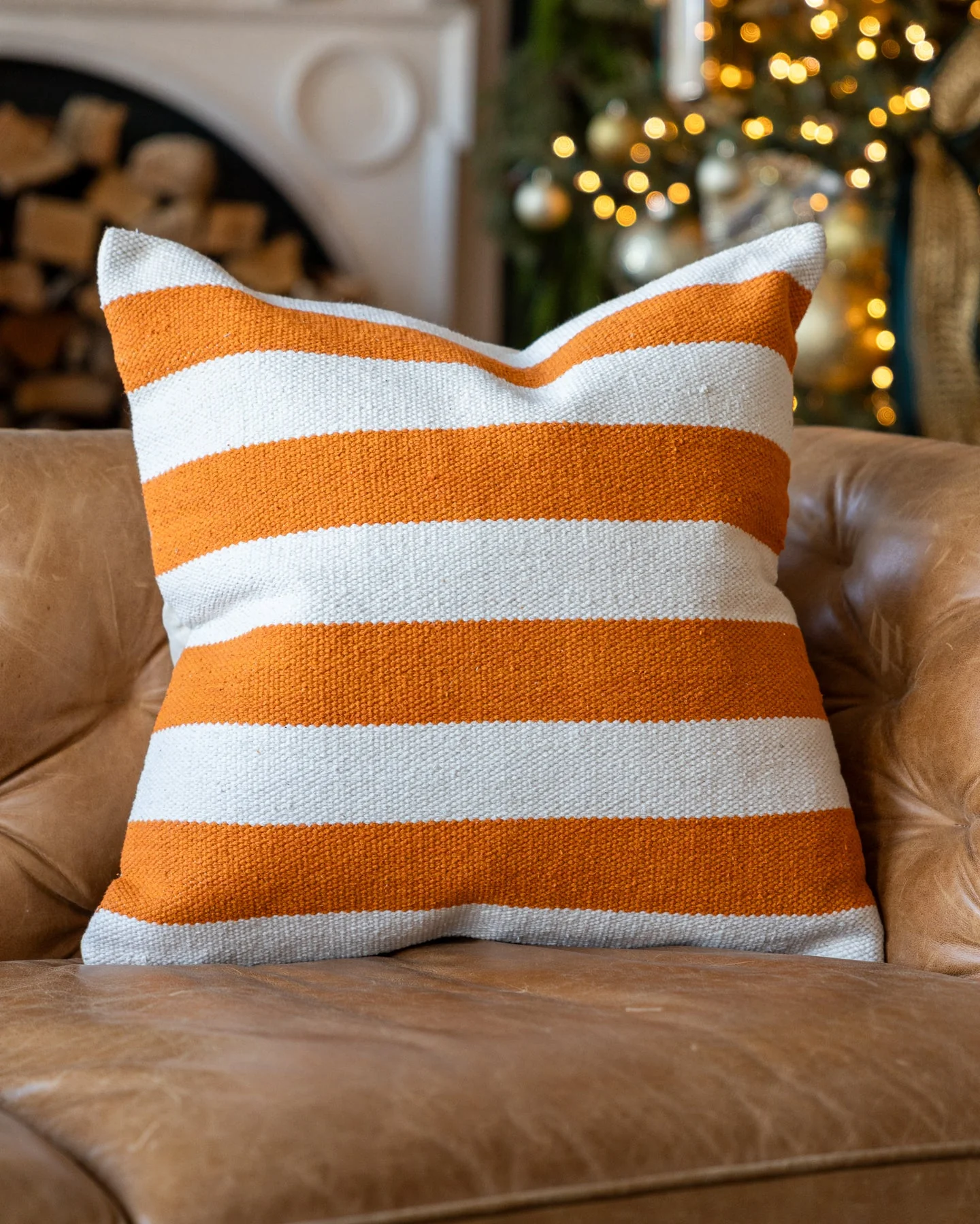 Sunny Organic Cotton Striped Throw Pillow - Image 5