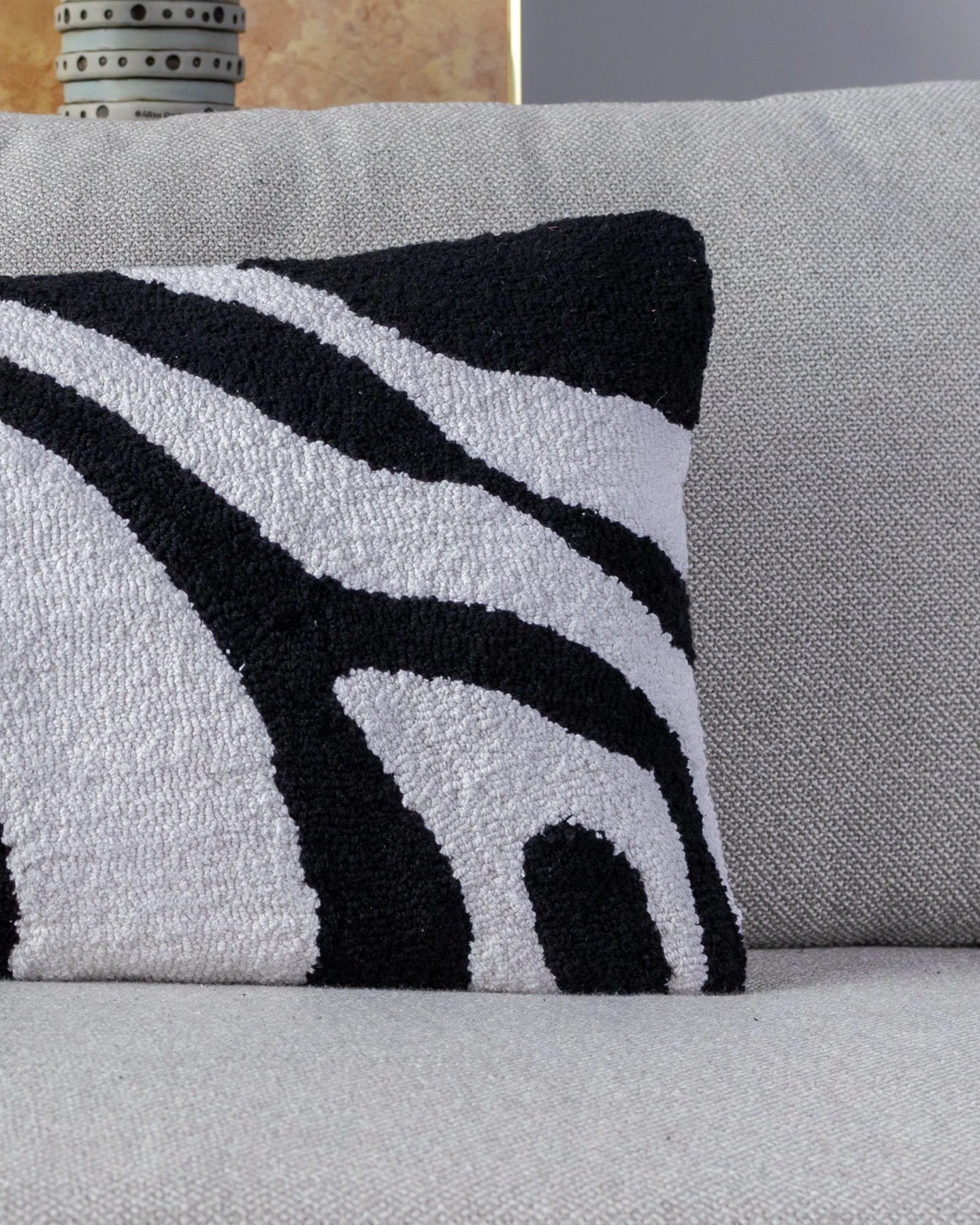 Tuxedo Organic Cotton Abstract Lumbar Pillow - Image 3