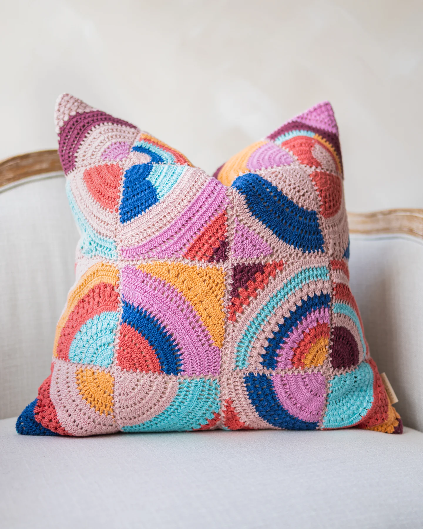 Vera Organic Cotton Abstract Crochet Throw Pillow