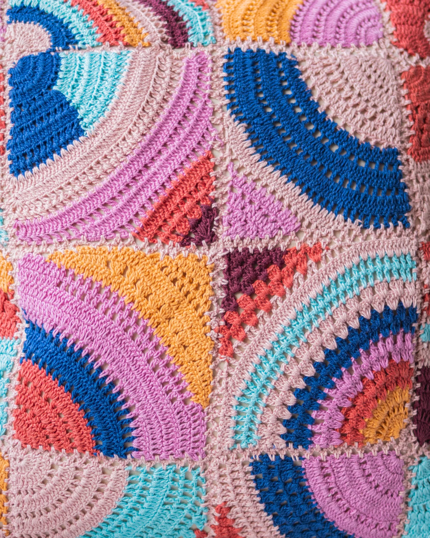 Vera Organic Cotton Abstract Crochet Throw Pillow - Image 2