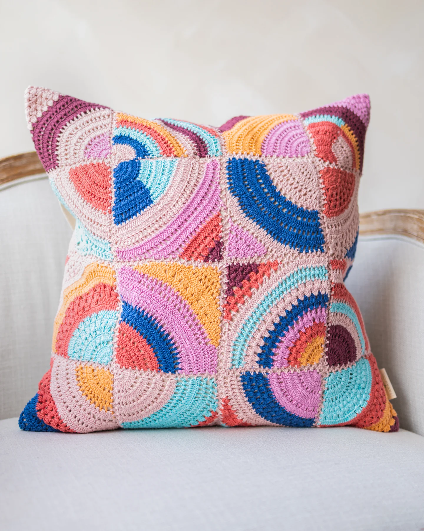 Vera Organic Cotton Abstract Crochet Throw Pillow - Image 3