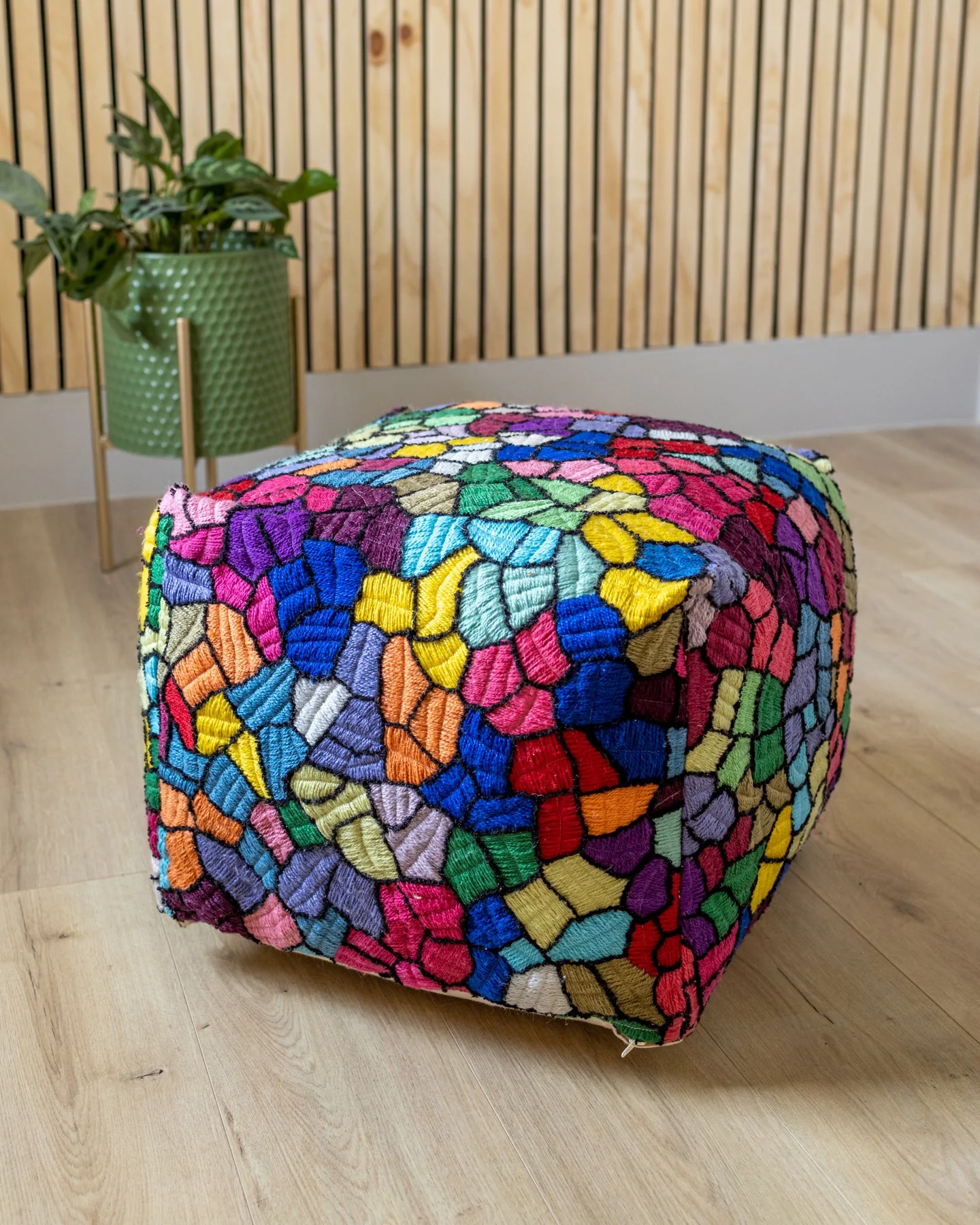 Vitral Organic Cotton Abstract Pouf - Image 3